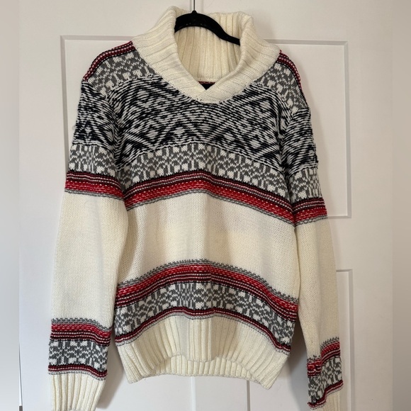 AMERICAN STITCH shawl collar patch elbow sweater sz l - Picture 1 of 8